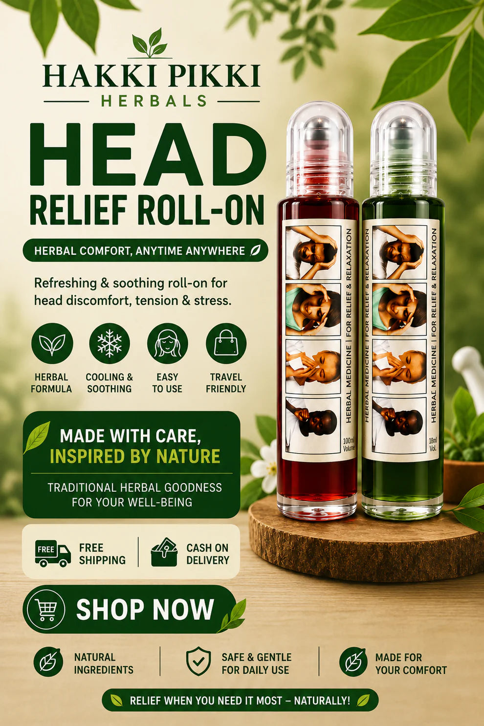 Migraine and Headache Instant Pain Relief Roll On - Pack of 2