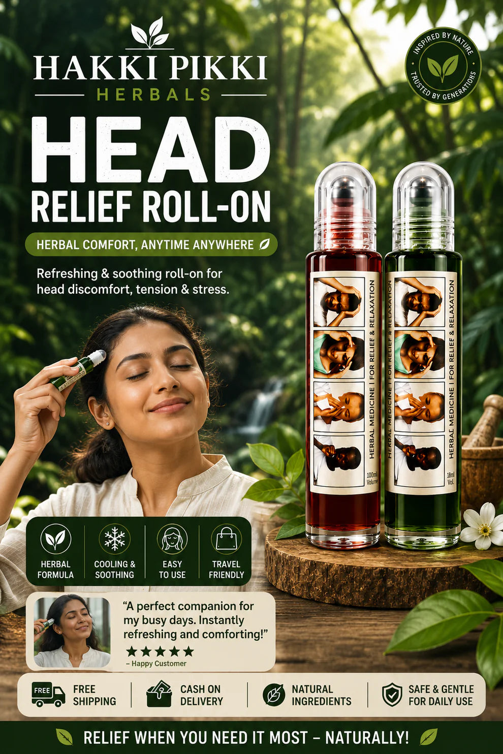 Migraine and Headache Instant Pain Relief Roll On - Pack of 2